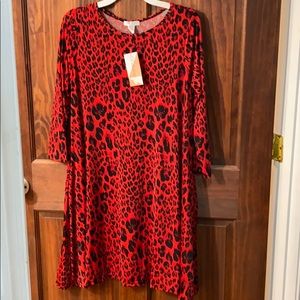 Red leopard print dress